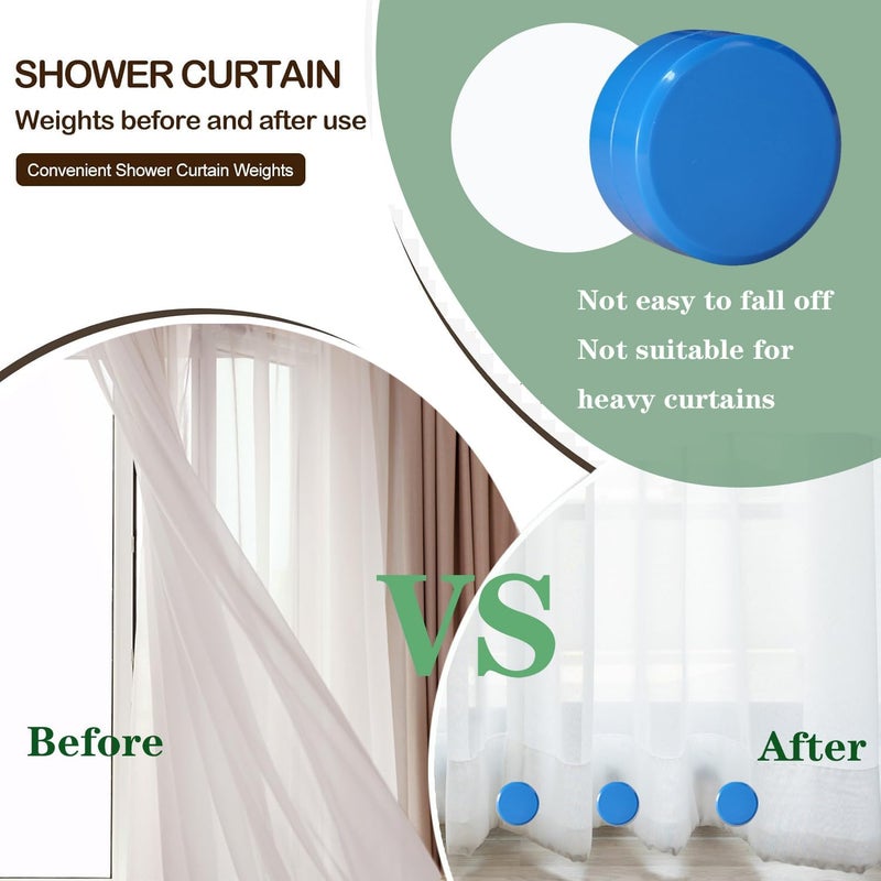 Elmatory 6 PCS Shower Curtain Weights Bottom,Heavy Duty Shower Curtain Weights Magnets Shower Curtain Liner Clips Added Weight, Work for Drapery, Tablecloth, Stop Curtain Blowing in - Image 4